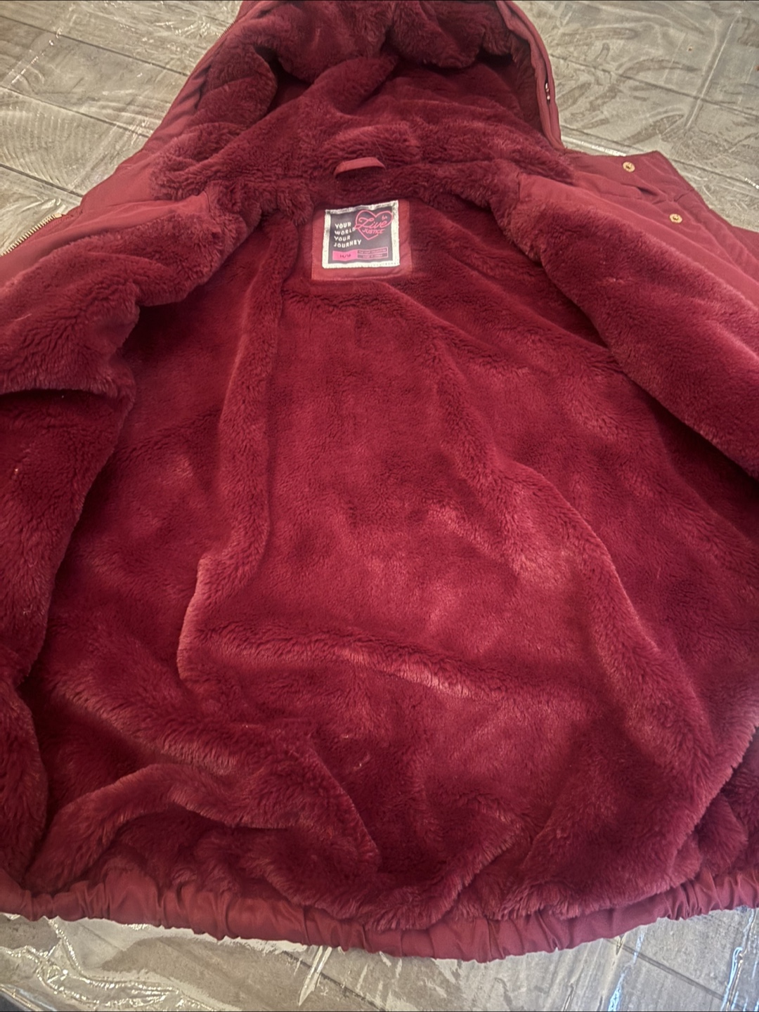 Burgundy Hooded Puffer Jacket justice - photo 2