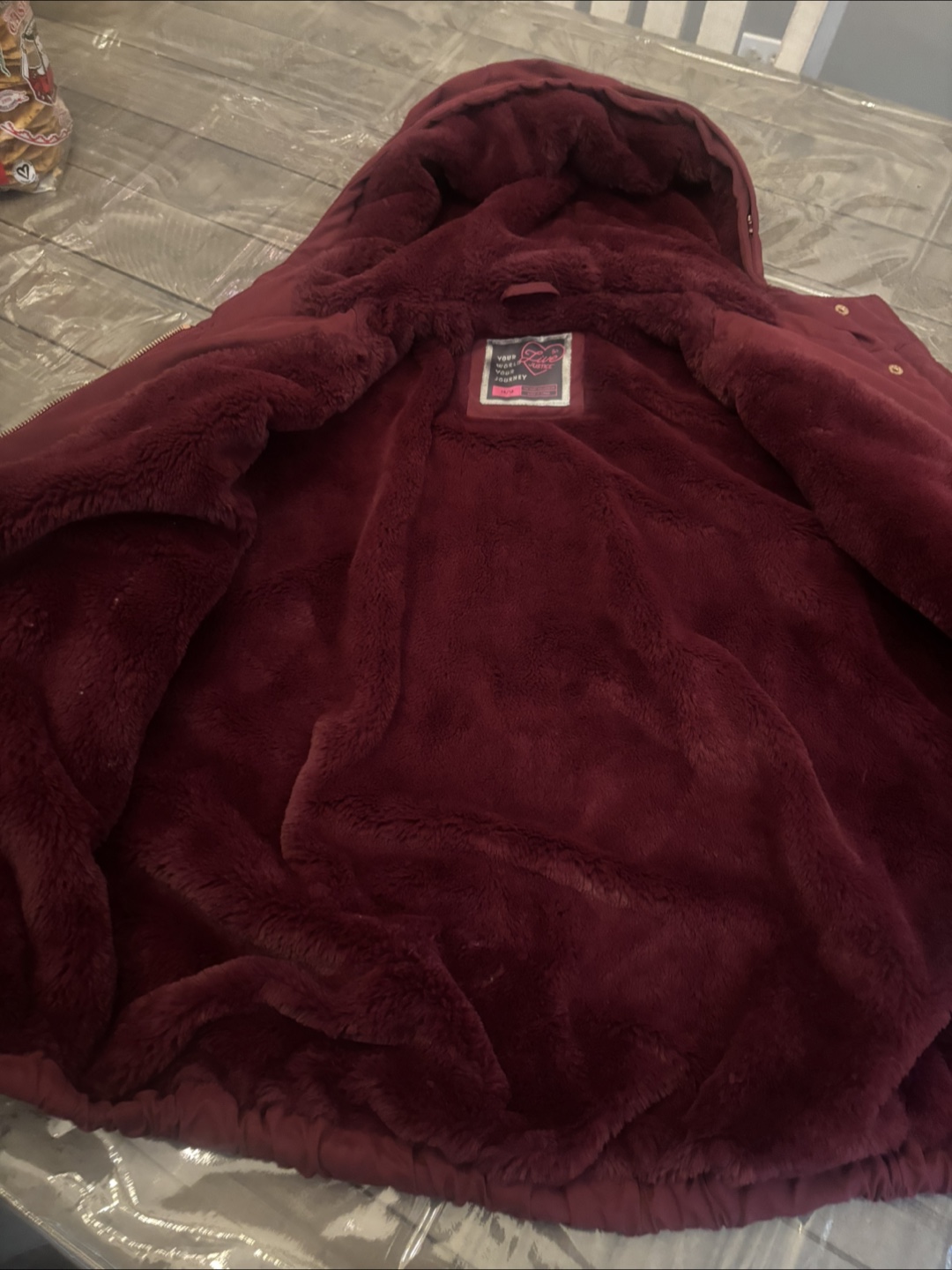 Burgundy Hooded Puffer Jacket justice - photo 3