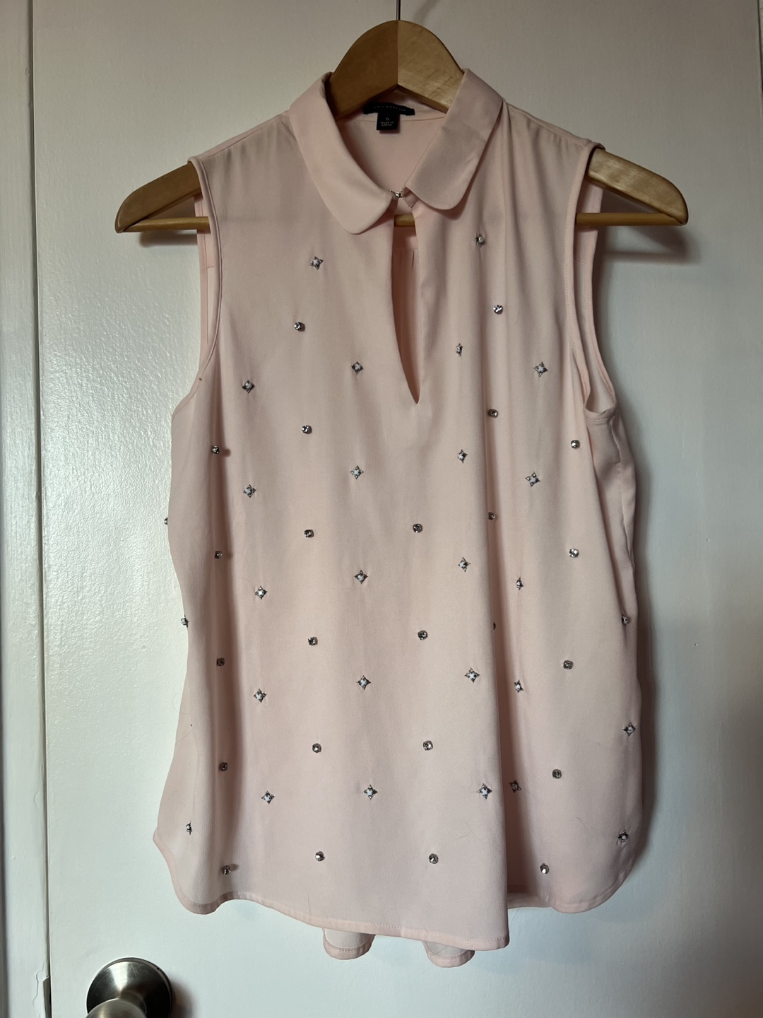 #freecycle Ann Taylor Sleeveless Blouse, Pink, Embellished
