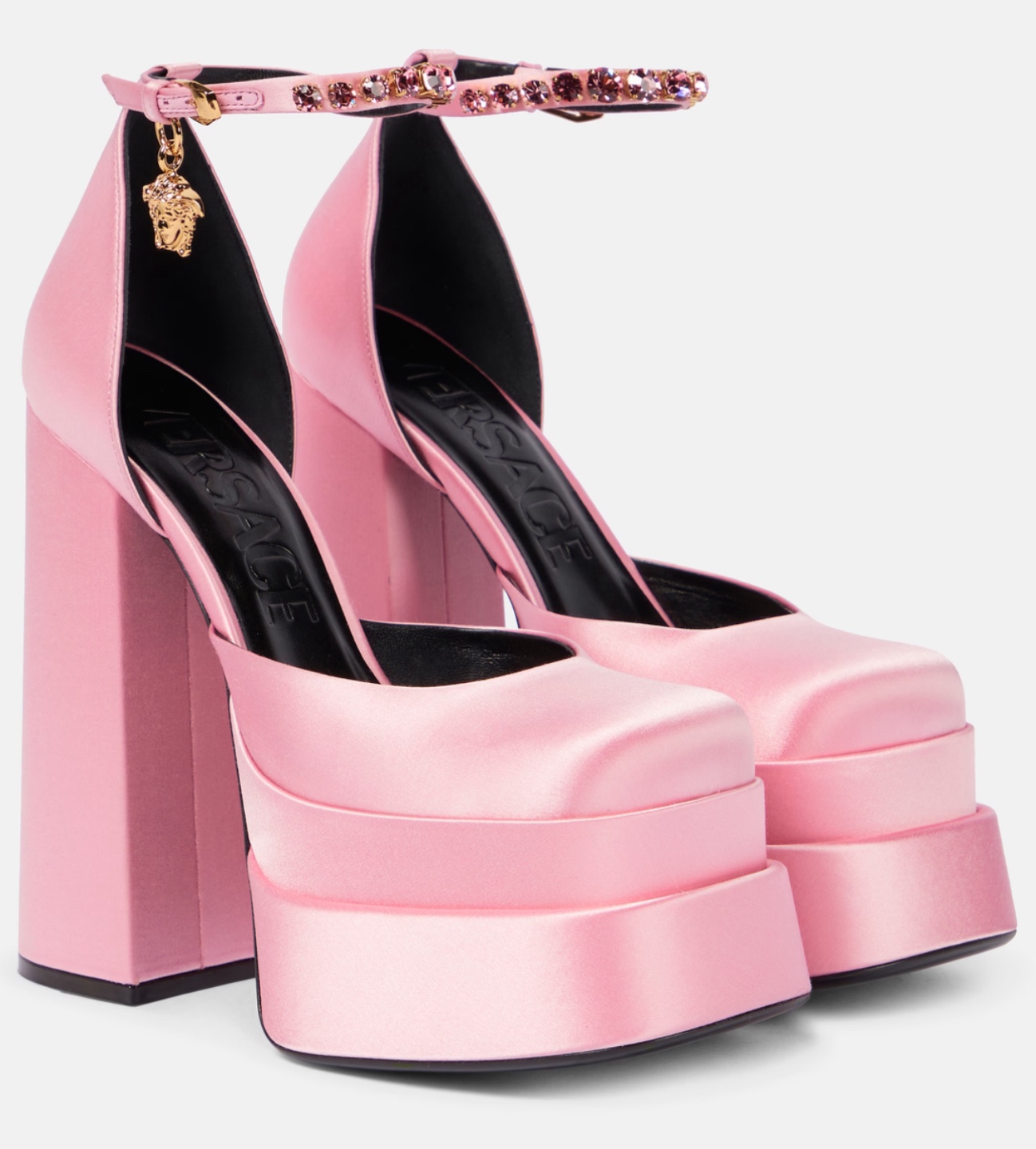 Versace Pink Satin Platform Heels pink