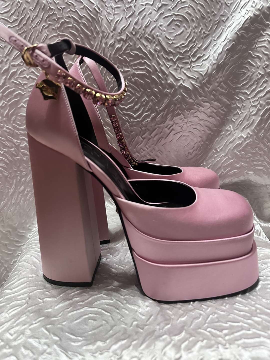 Versace Pink Satin Platform Heels pink - photo 5