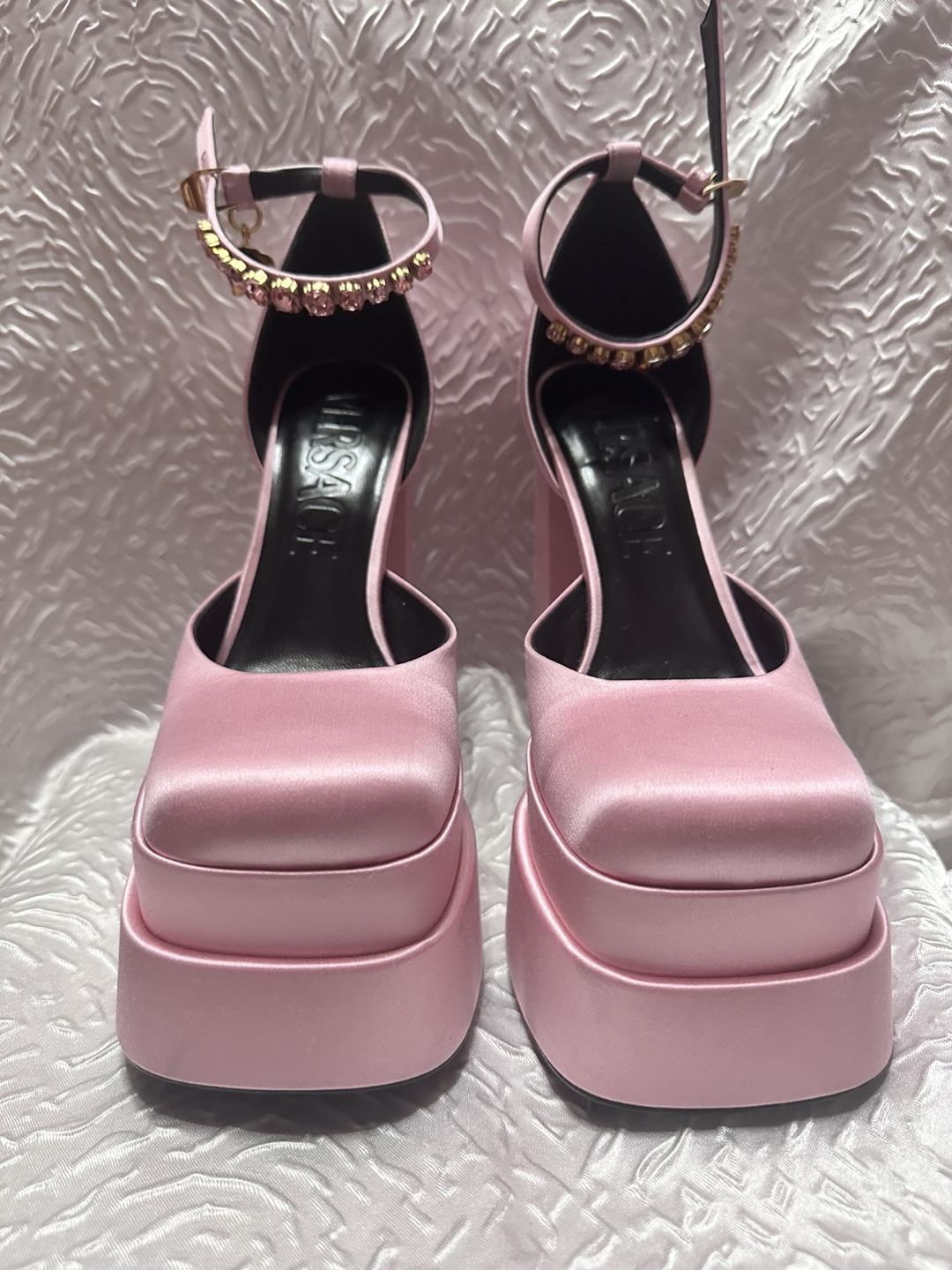 Versace Pink Satin Platform Heels pink - photo 2