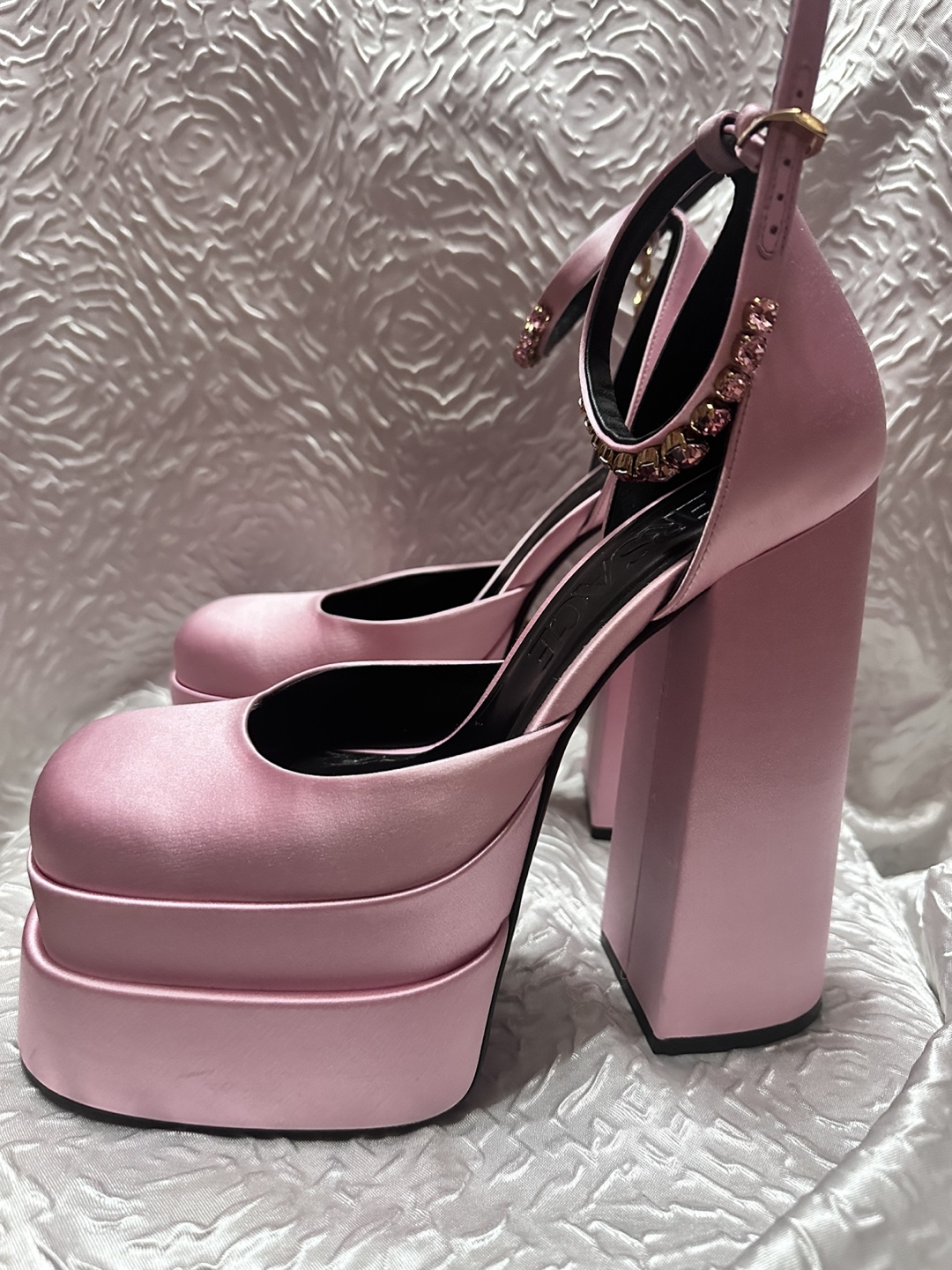 Versace Pink Satin Platform Heels pink - photo 3