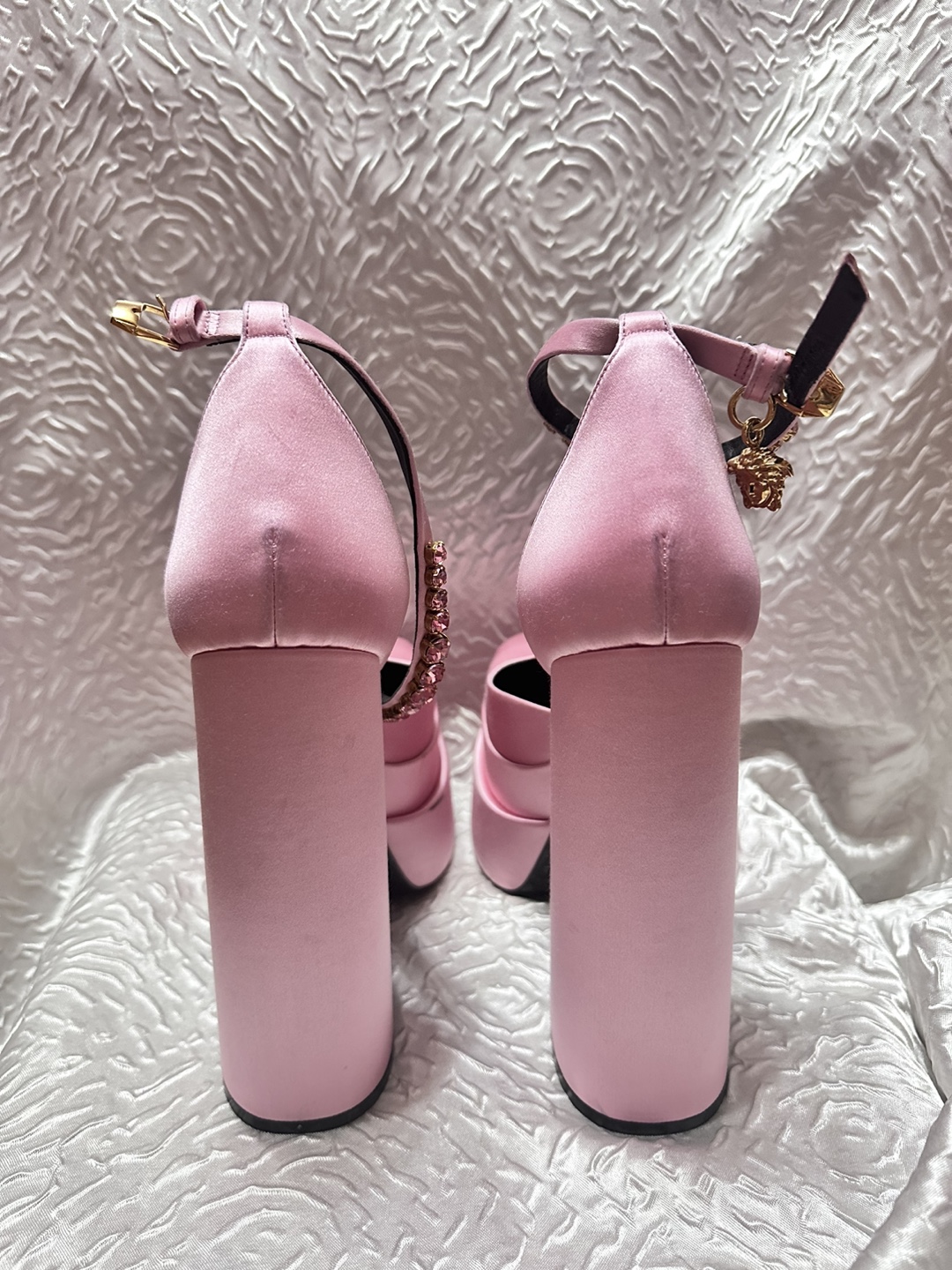 Versace Pink Satin Platform Heels pink - photo 4