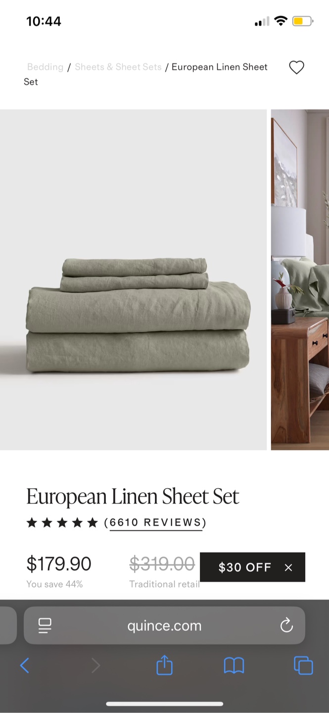 Quince European Linen Sheet Set - Sage Green