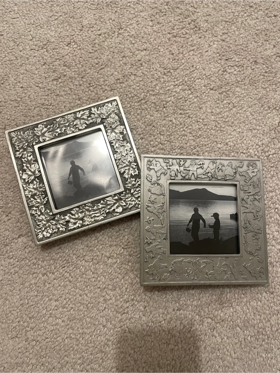 Set of Two Vintage Pewter Photo Frames thumbnail