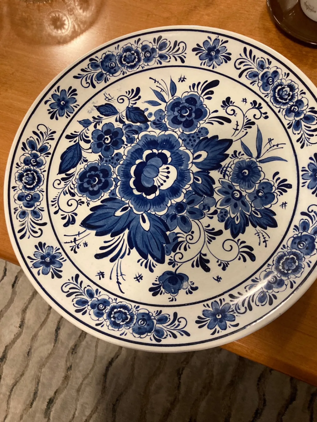Royal Delft Blue and White Floral Decorative Plate thumbnail