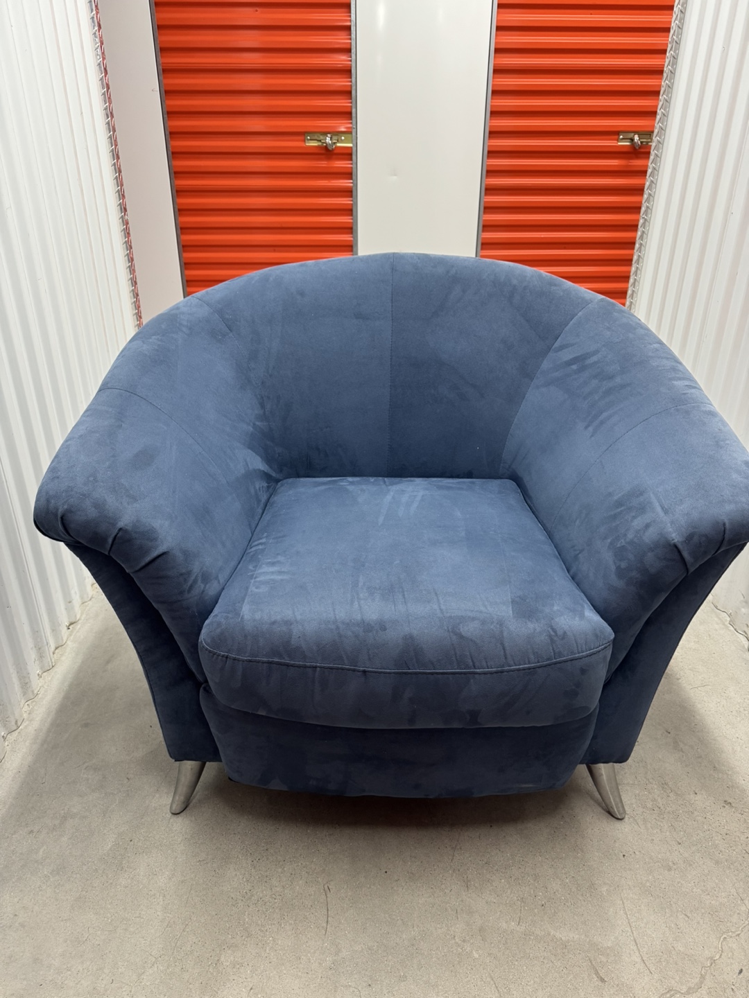 Blue Suede Accent Chair