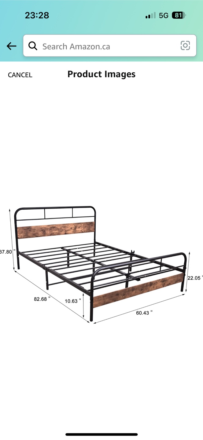 Twin Metal Platform Bed Frame with Wooden Headboard
