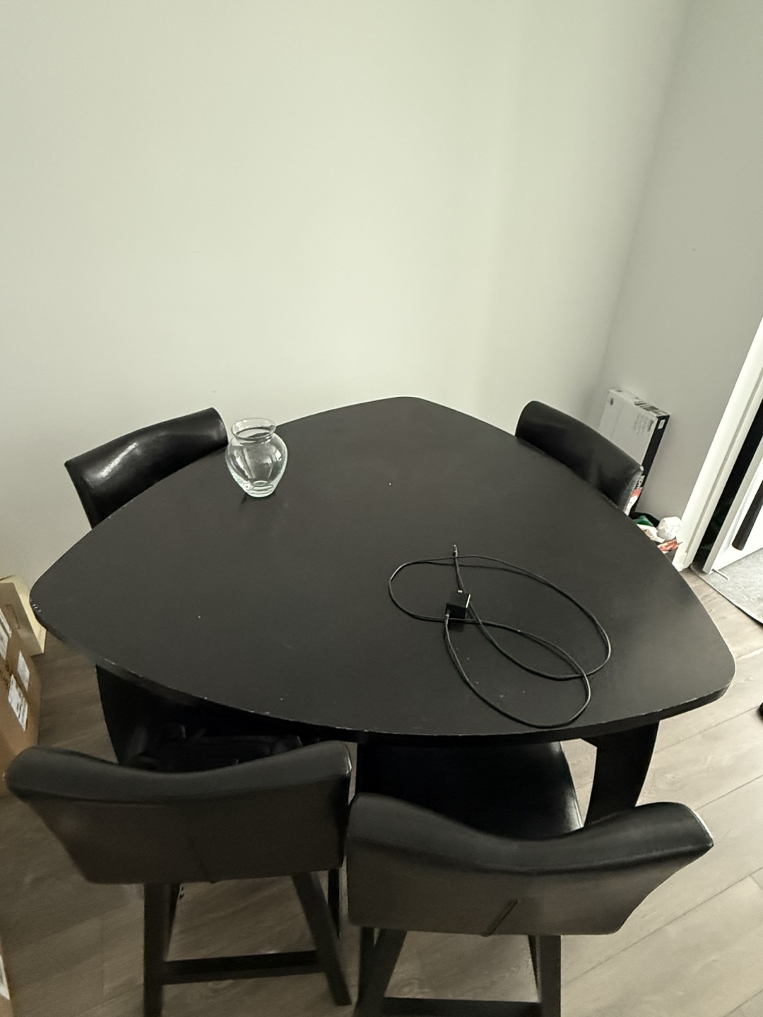 Black Triangle Dining Table Set with 4 Chairs