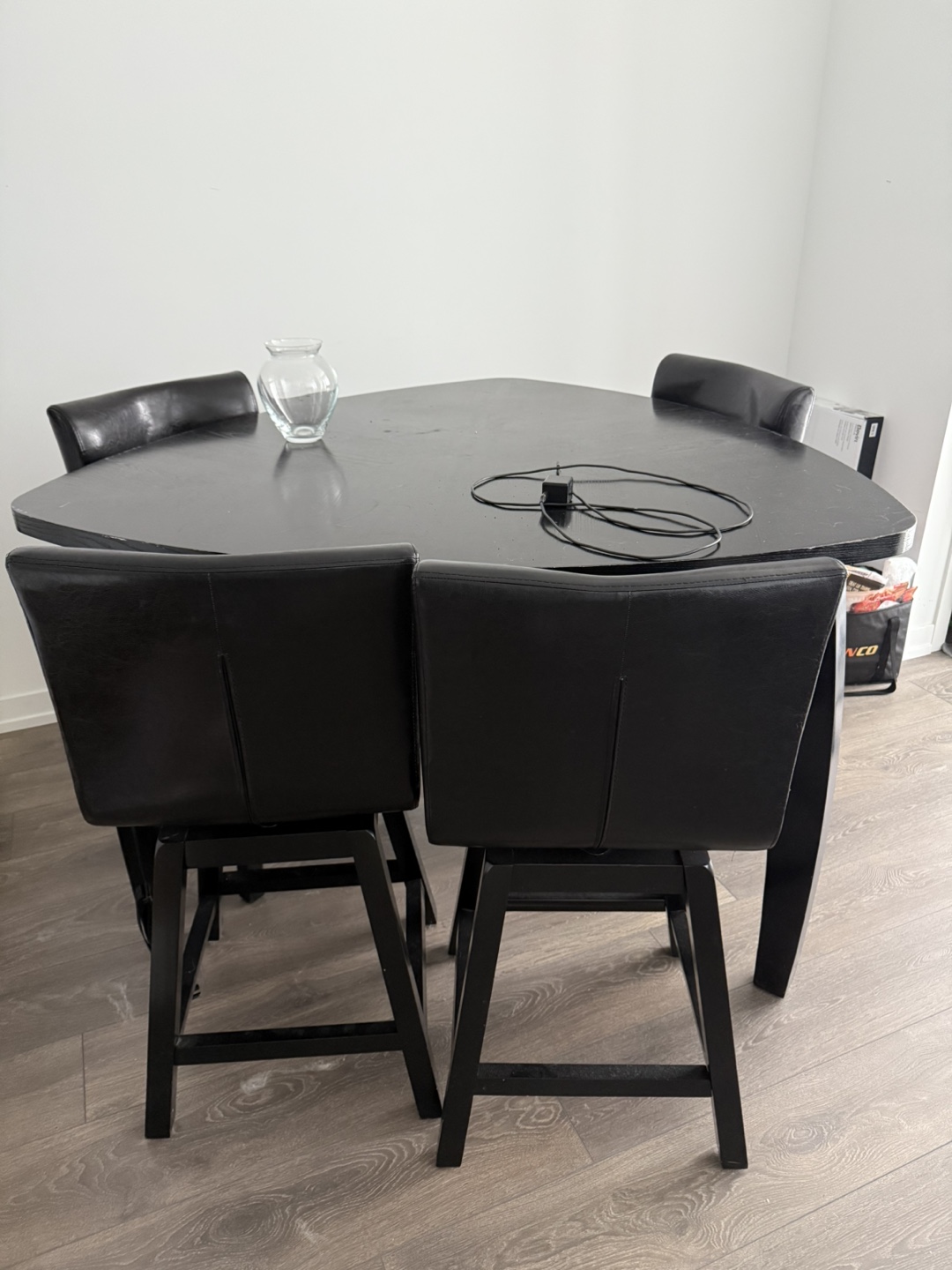 Black Triangle Dining Table Set with 4 Chairs - photo 2