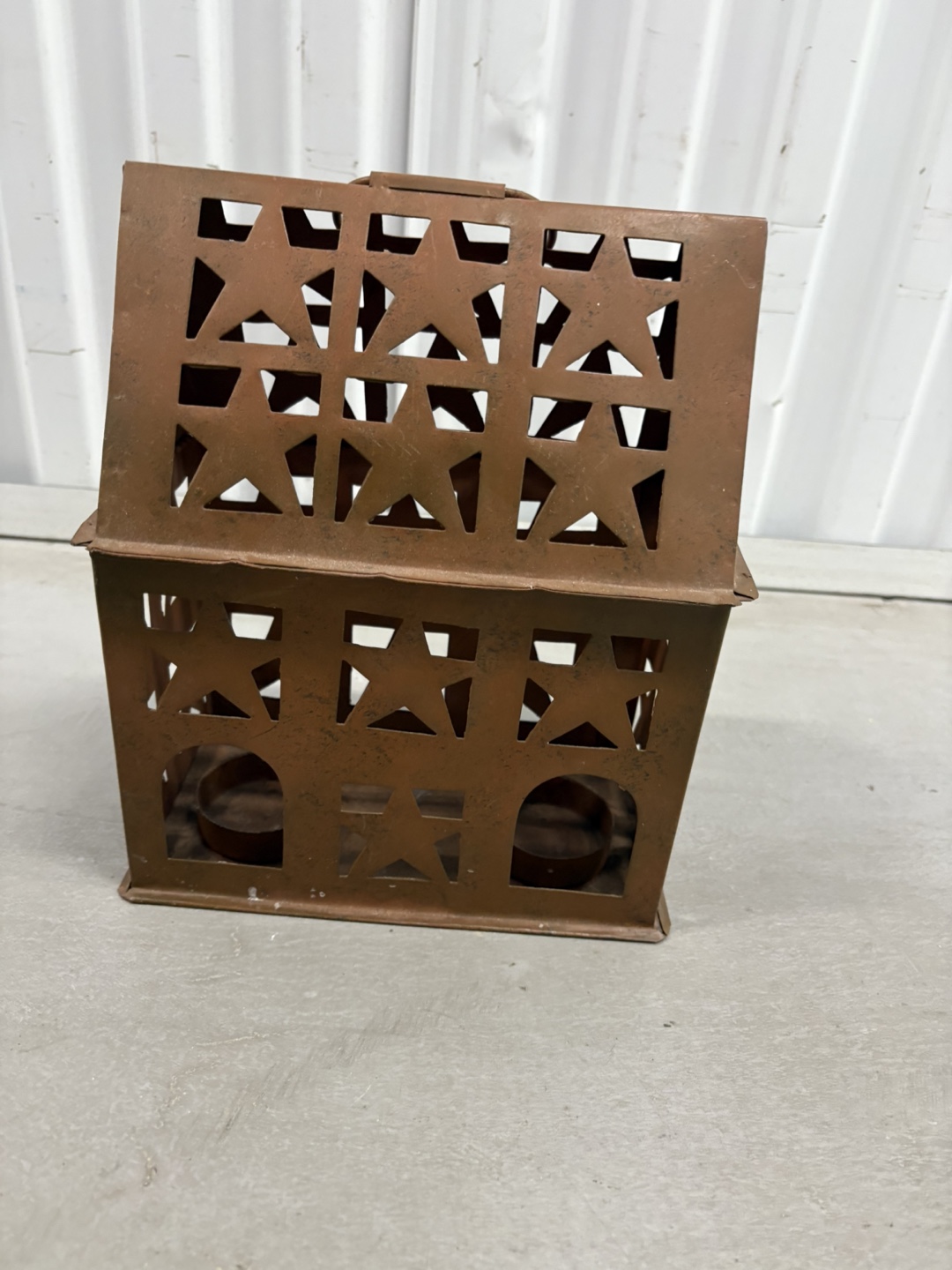 #Freecycle Rustic Metal House Candle Lantern