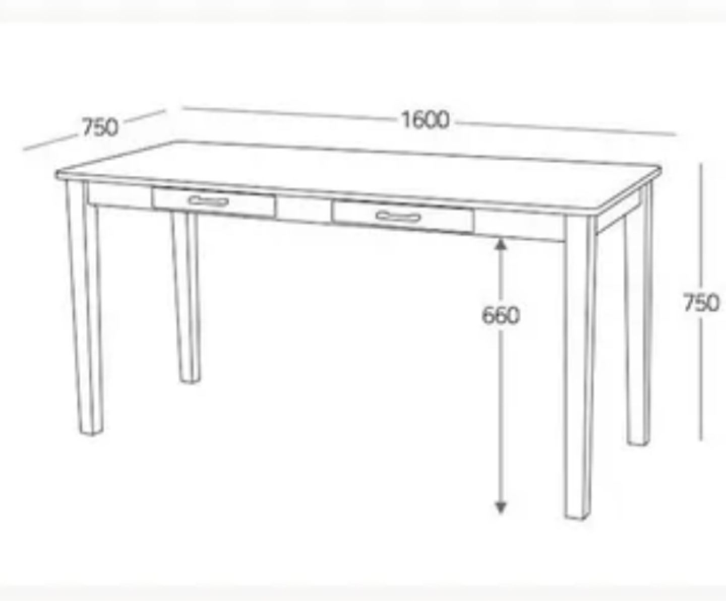 Large Wooden Desk with Three Drawers - photo 2