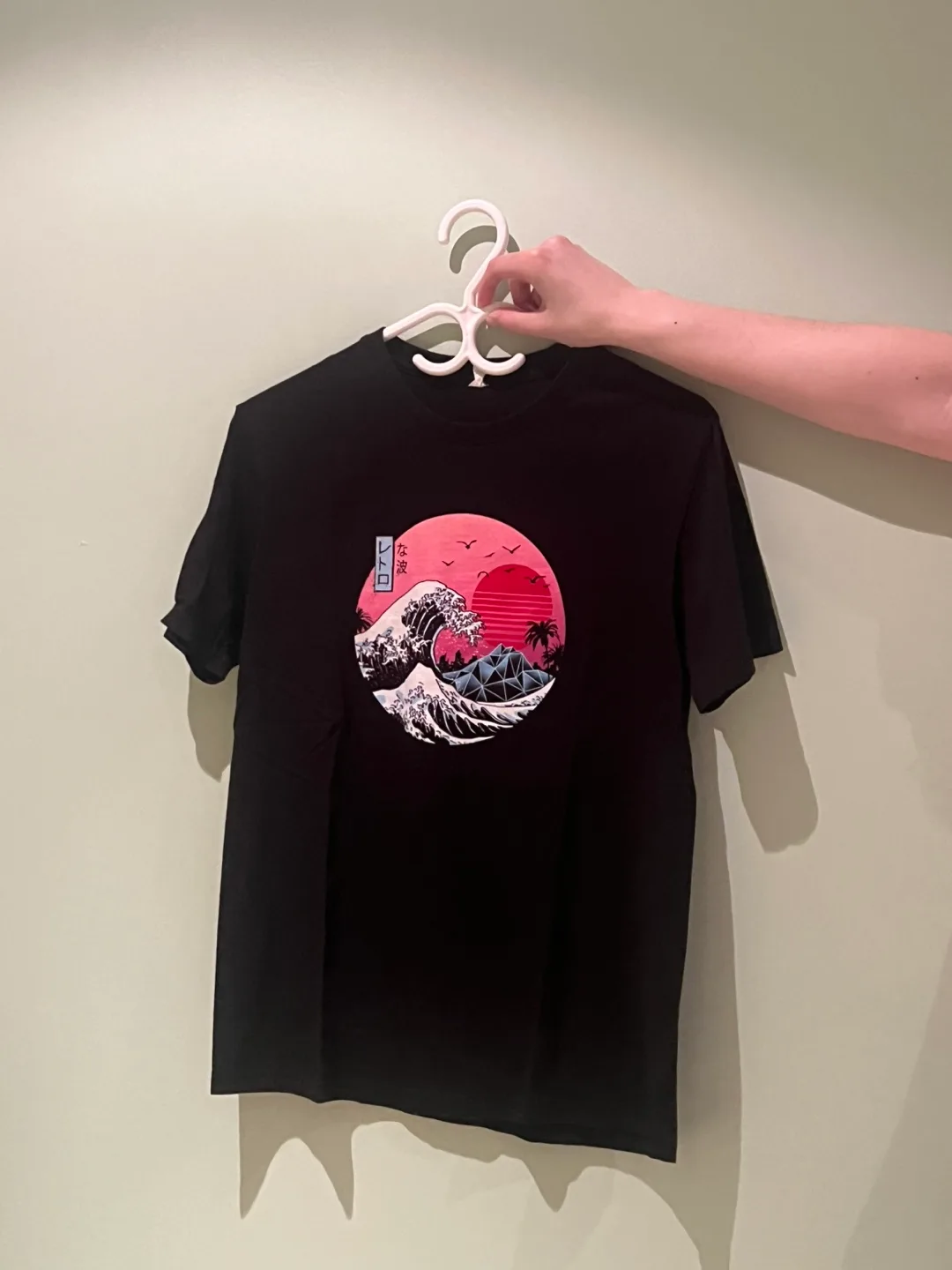 Black T-Shirt with Great Wave Print thumbnail