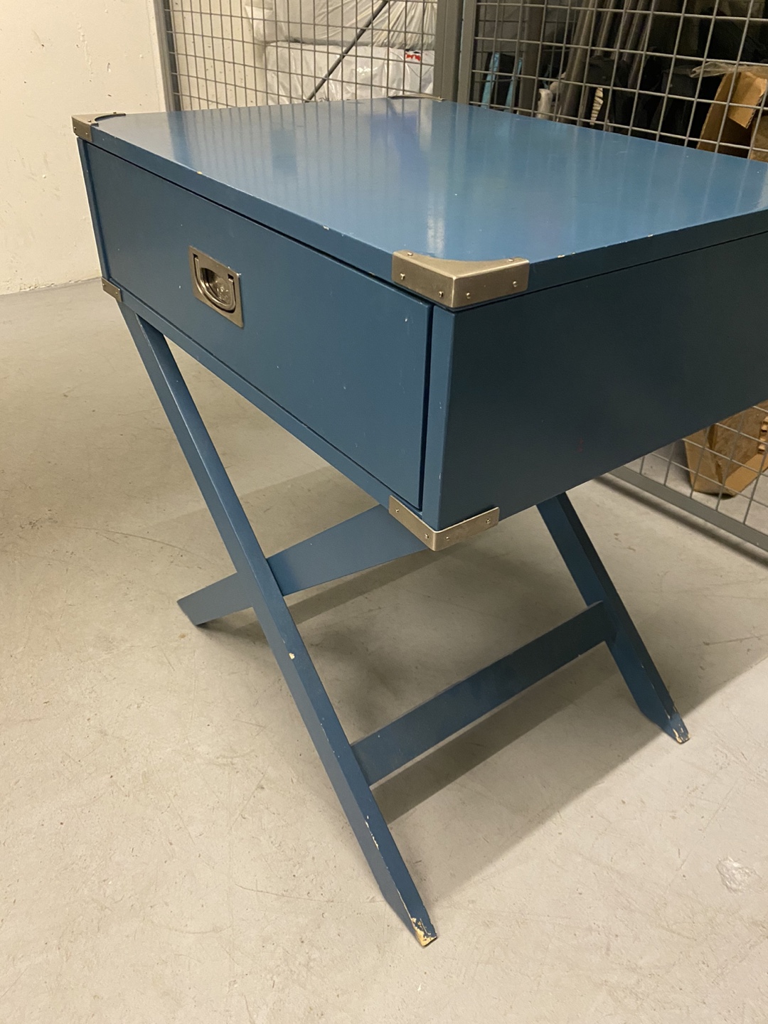 Blue Nightstand with Single Drawer