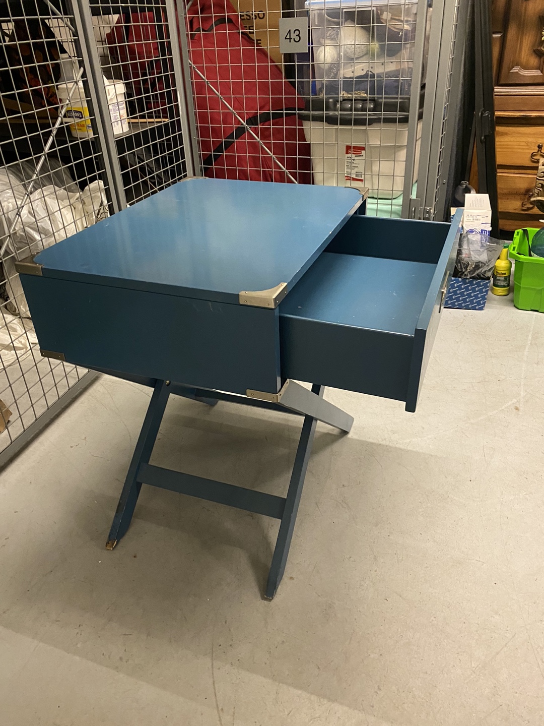 Blue Nightstand with Single Drawer - photo 3