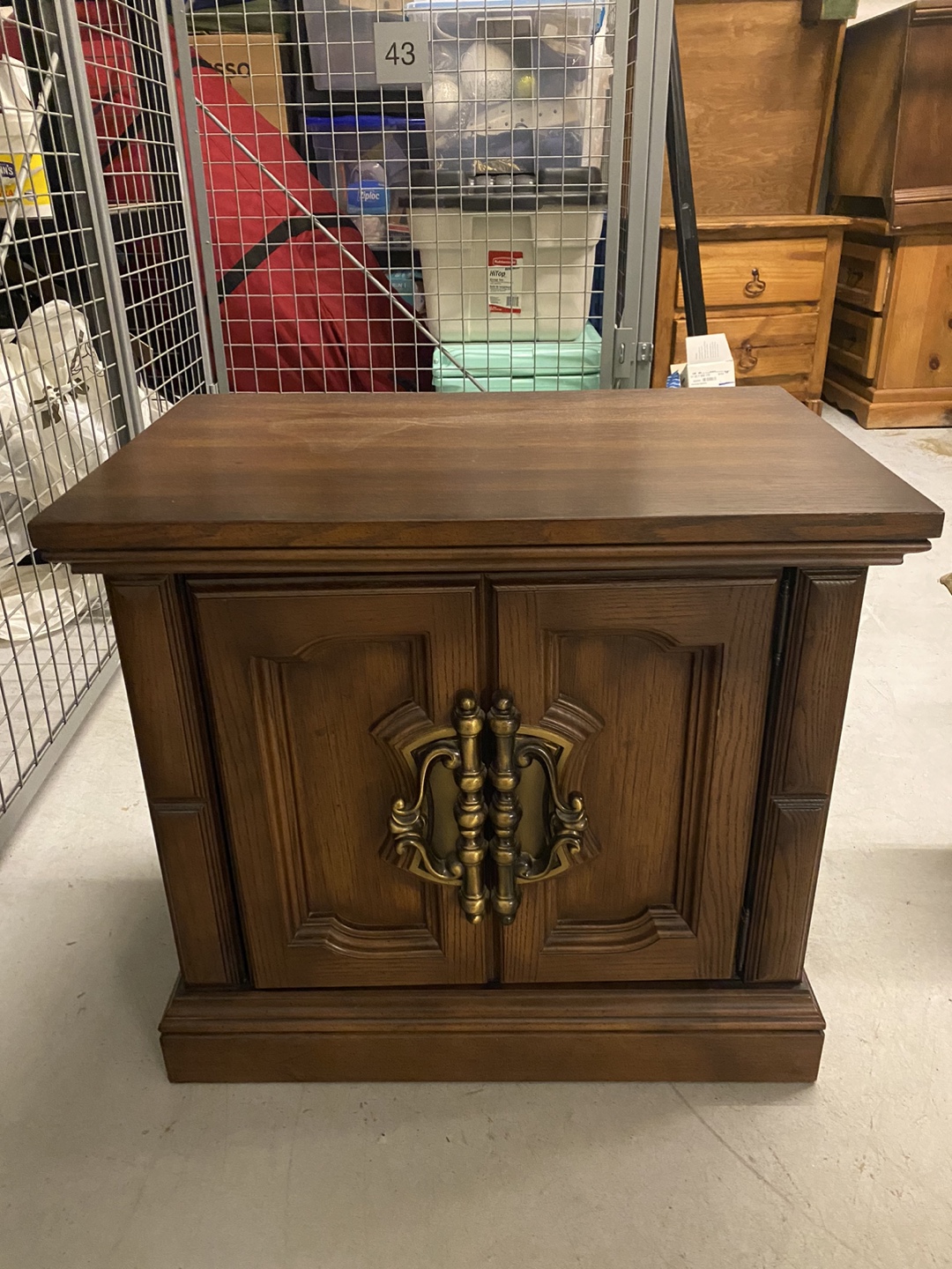 Vintage Wooden Nightstand with Cabinet - photo 3