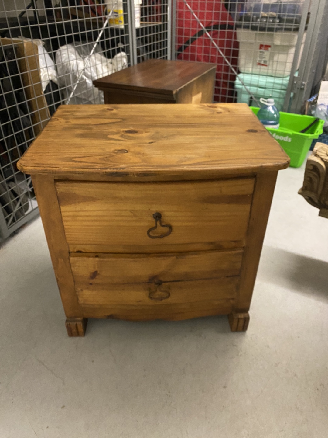 Rustic Two-Drawer Wooden Nightstand