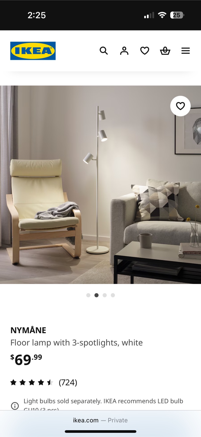 IKEA NYMÅNE Floor Lamp White