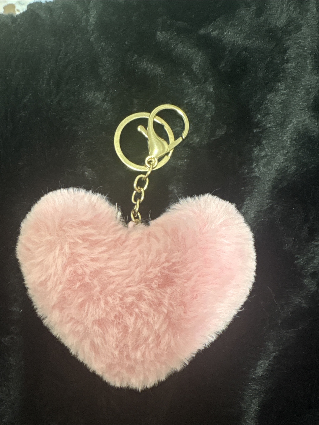Pink Fluffy Heart Keychain