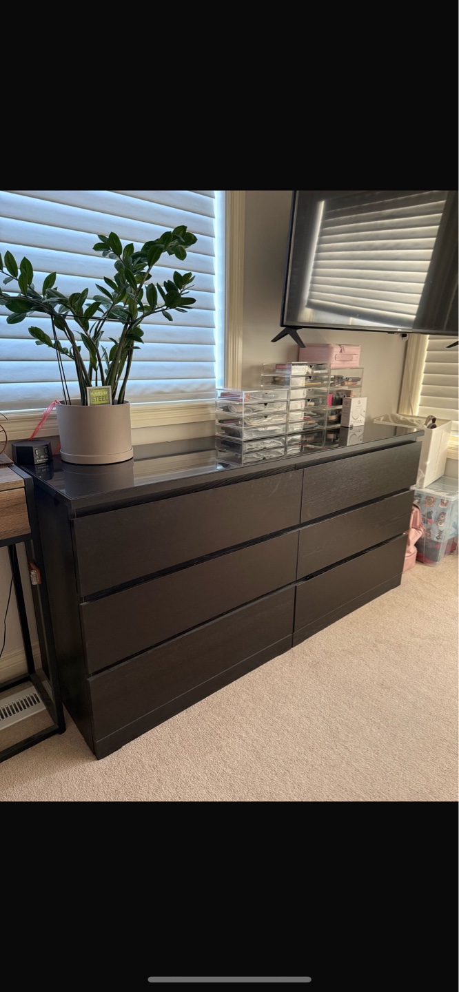 IKEA MALM 6-Drawer Dresser - Black-Brown