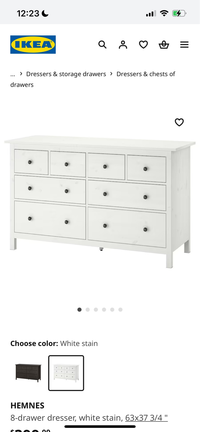 IKEA HEMNES 8-Drawer Dresser - White Stain - photo 2
