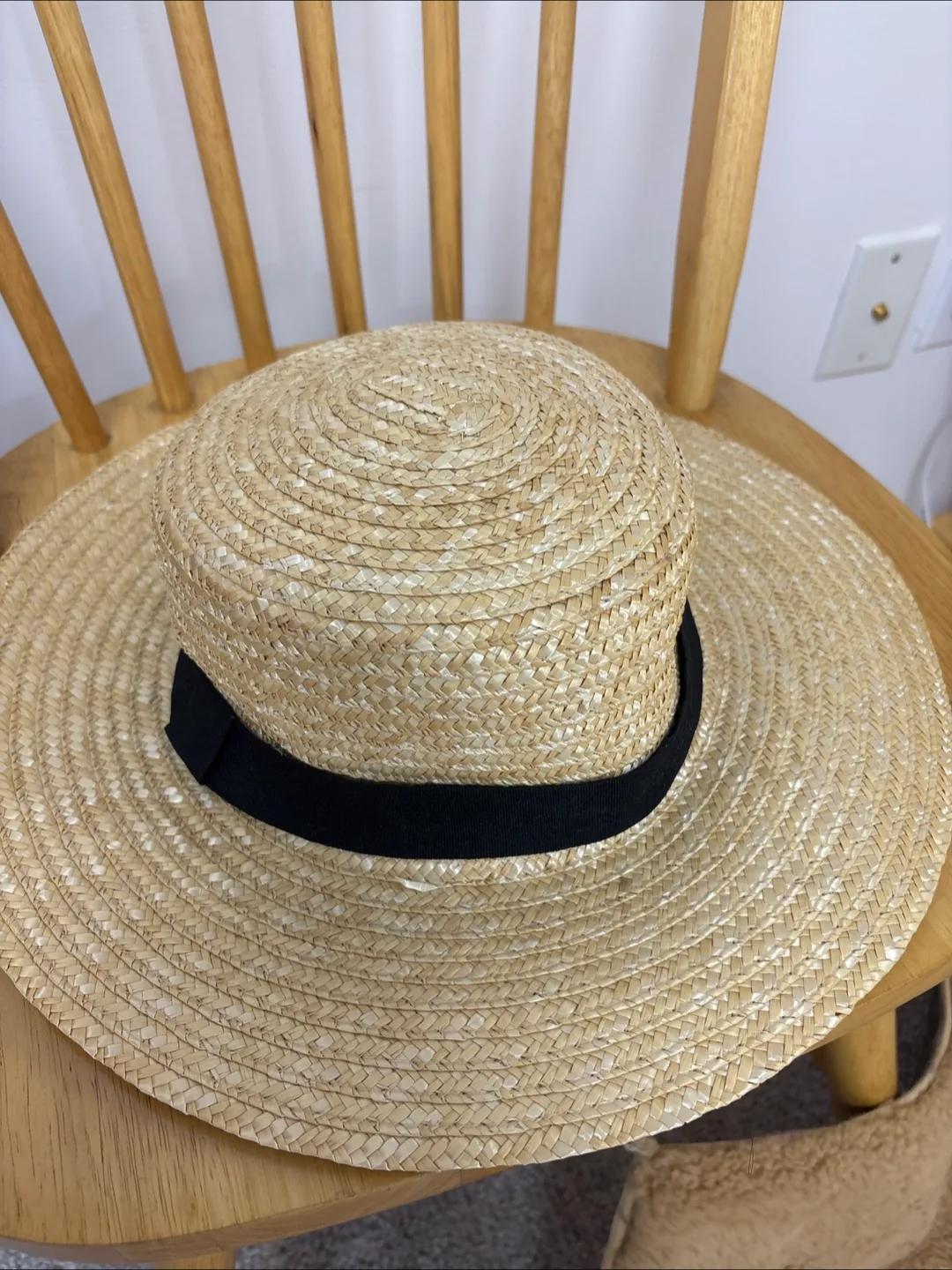 Boater Straw Hat with Black Ribbon thumbnail