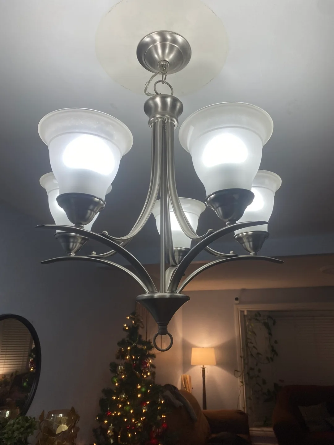 Four-Light Brushed Nickel Chandelier thumbnail