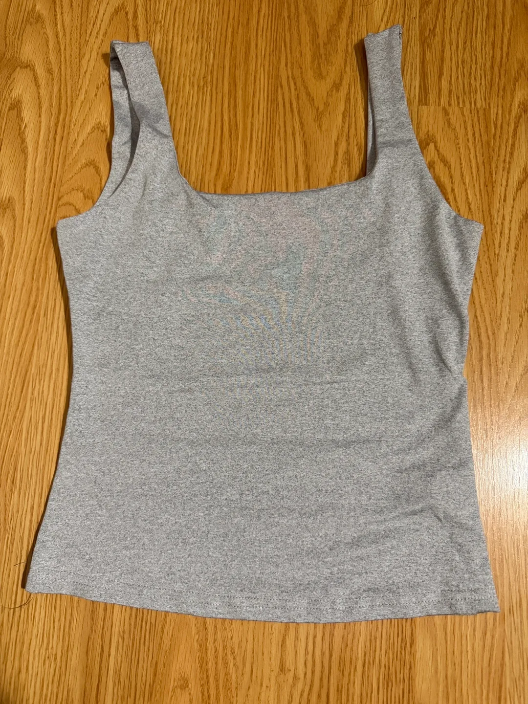 Grey sleeveless square neck top thumbnail