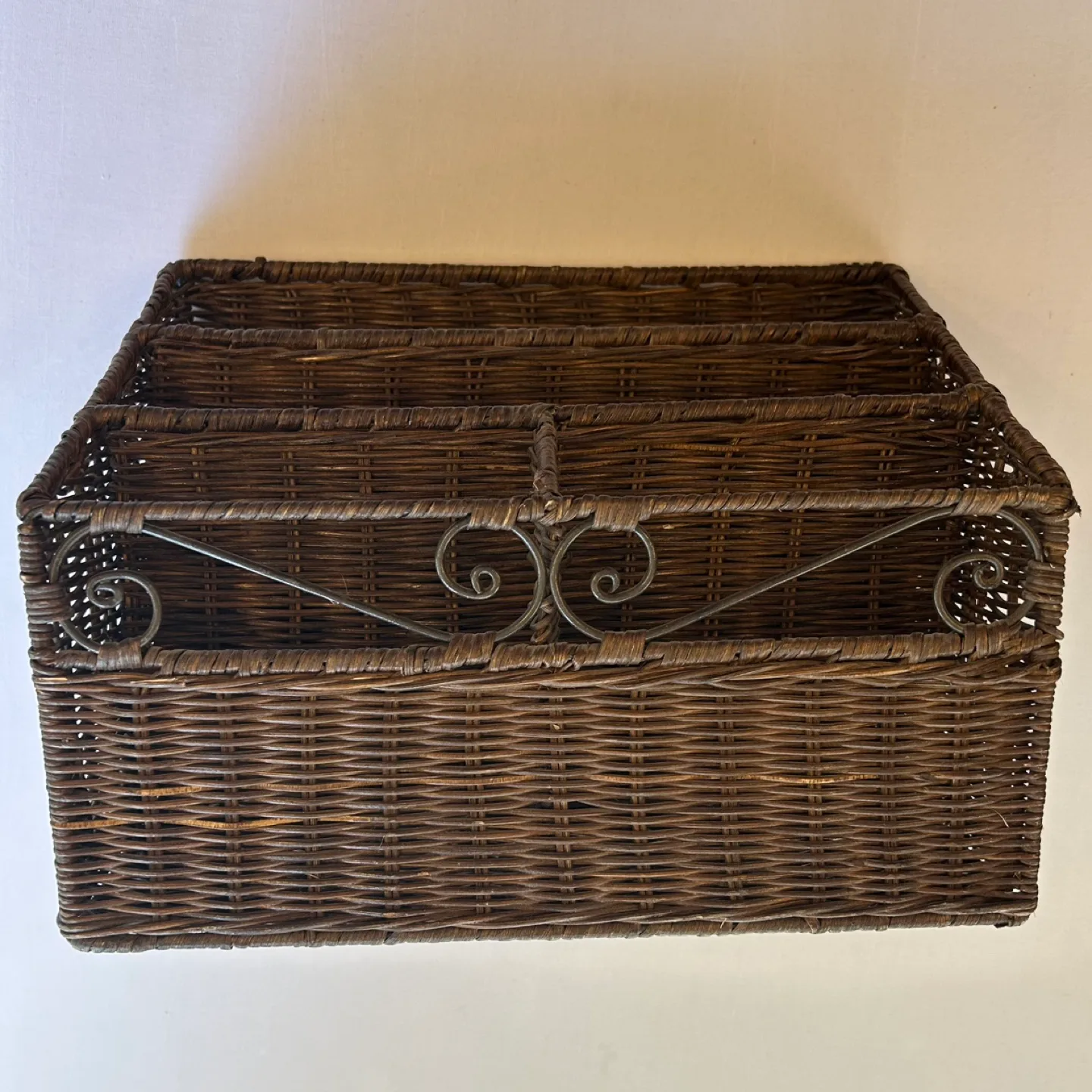 Vintage Pier 1 Imports Wicker Desk Organizer 4 Slot Basket image indicator(3)