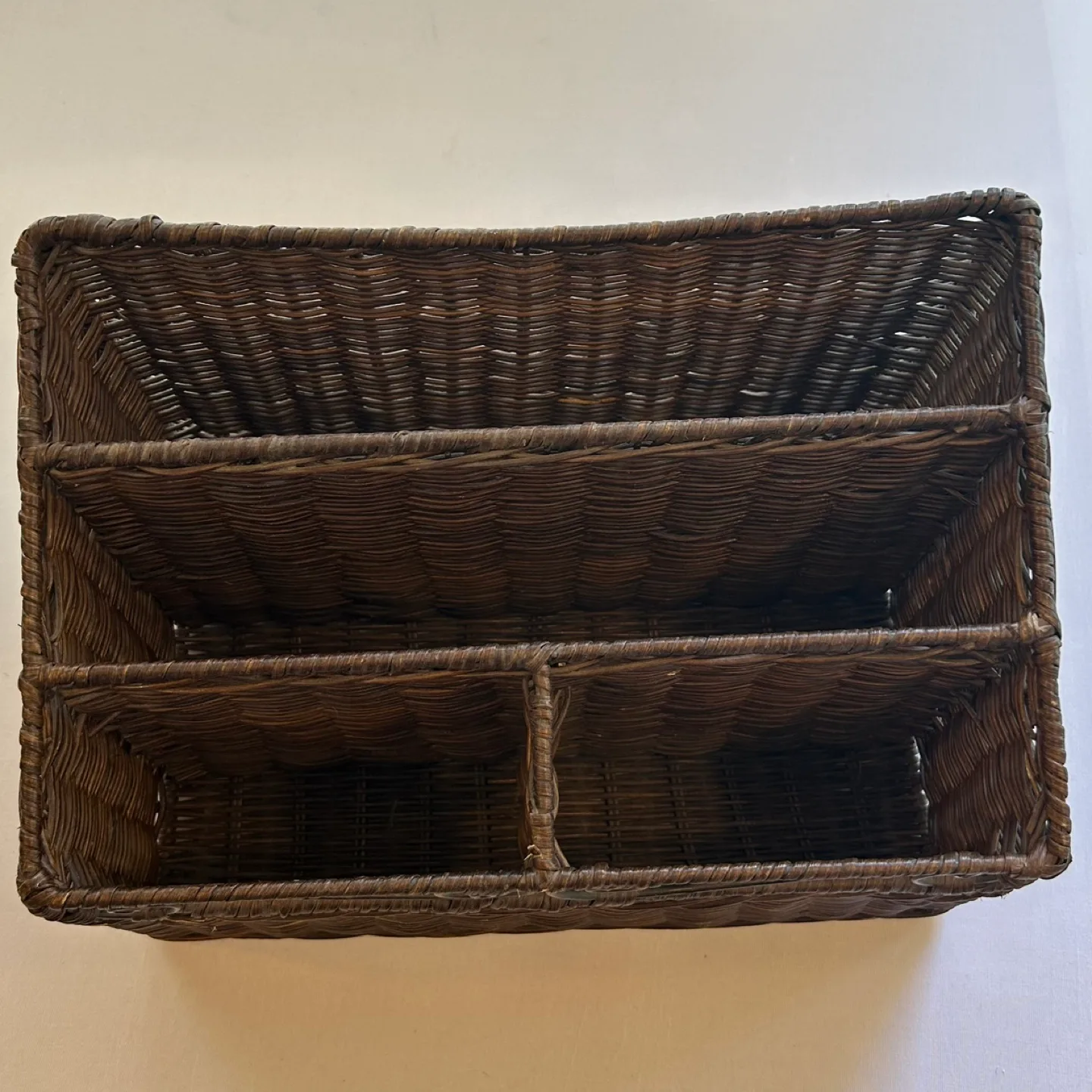 Vintage Pier 1 Imports Wicker Desk Organizer 4 Slot Basket image indicator(2)