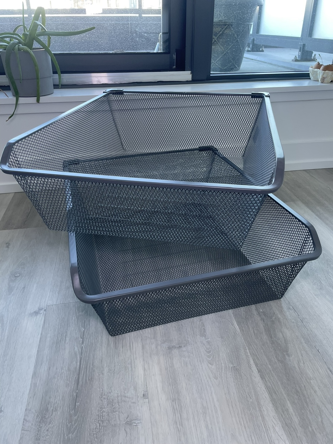 IKEA Set of Two Grey Metal Mesh Drawer Organizers