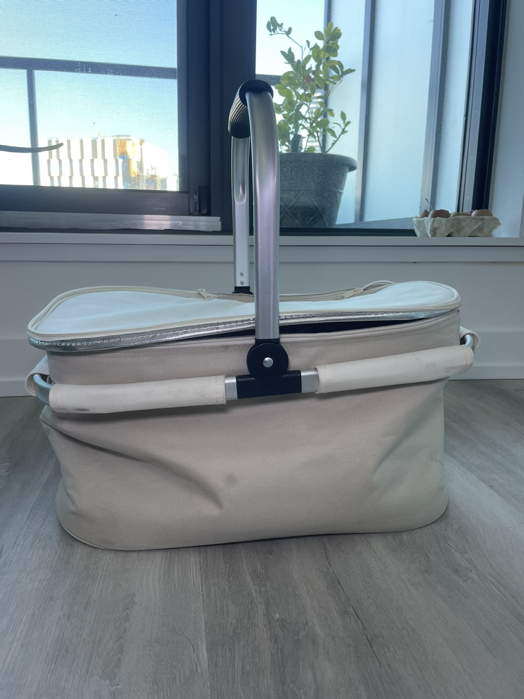 Beige Picnic Basket Cooler
