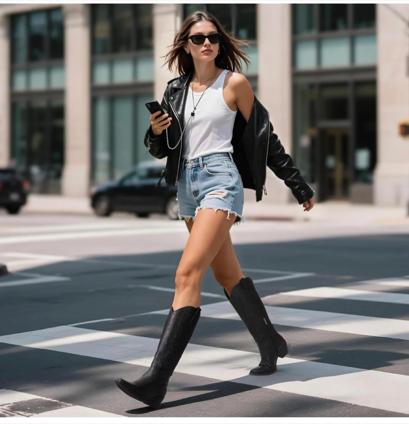 Women’s Long Length Cowboy Boots. Black. Size 9. New! image indicator(2)