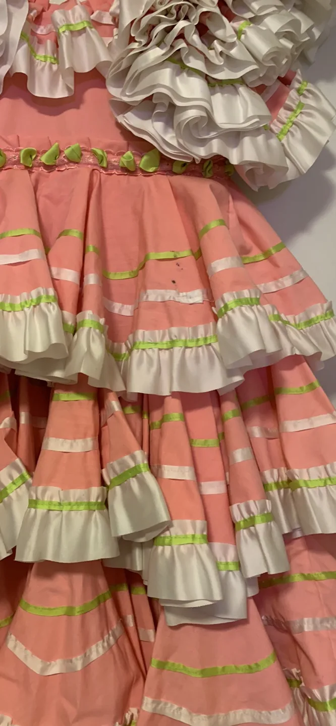 Flamenco Dress - Pink and White with Green Trim image indicator(2)