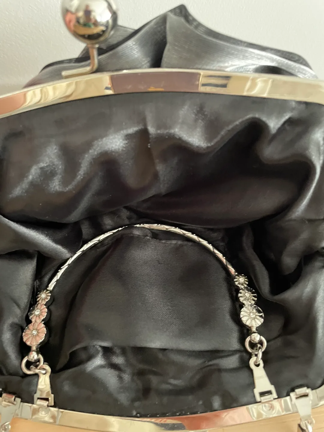 Elegant Black and Silver Rose Clutch image indicator(3)