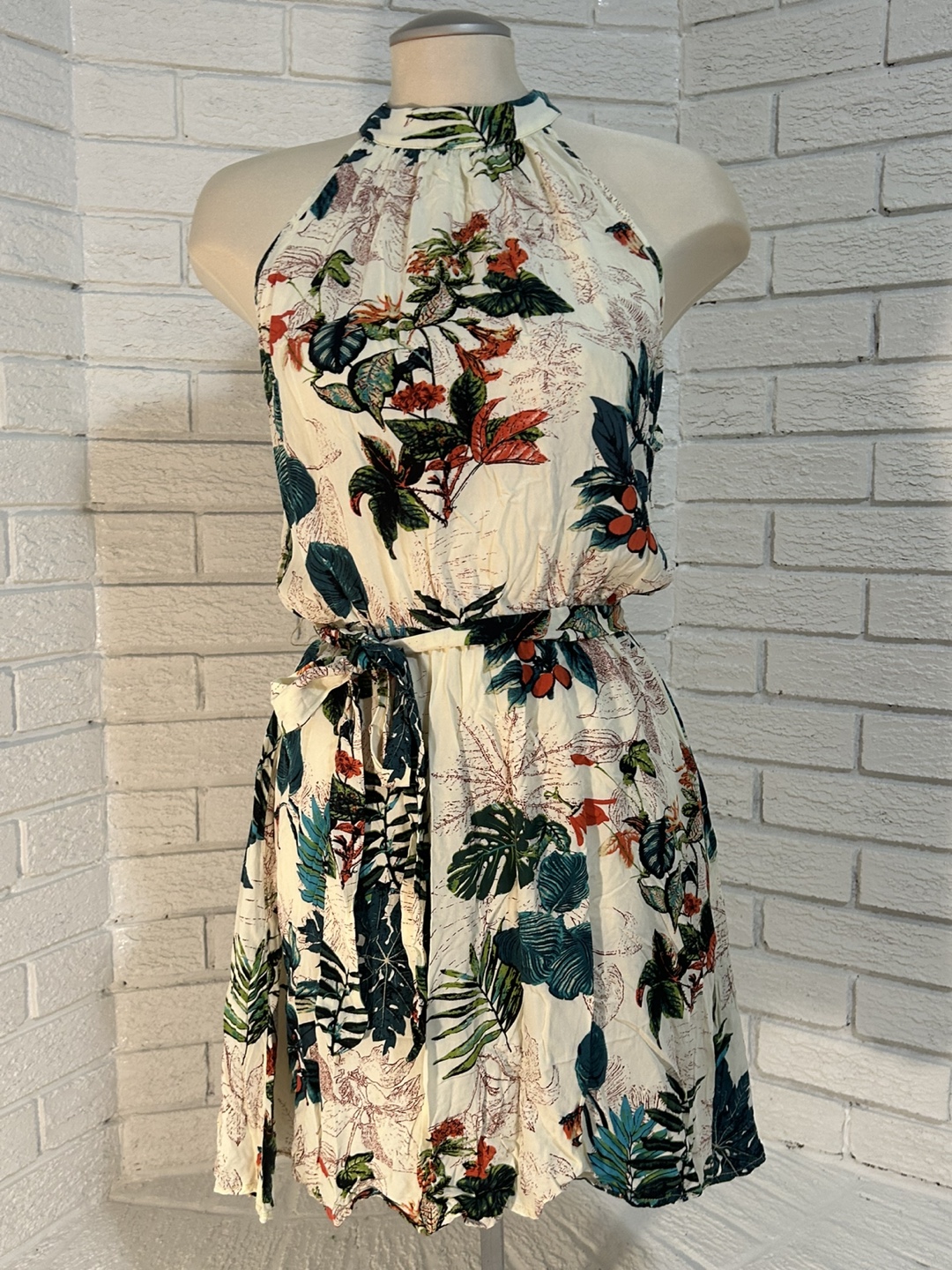 Floral Halter Neck Mini Dress