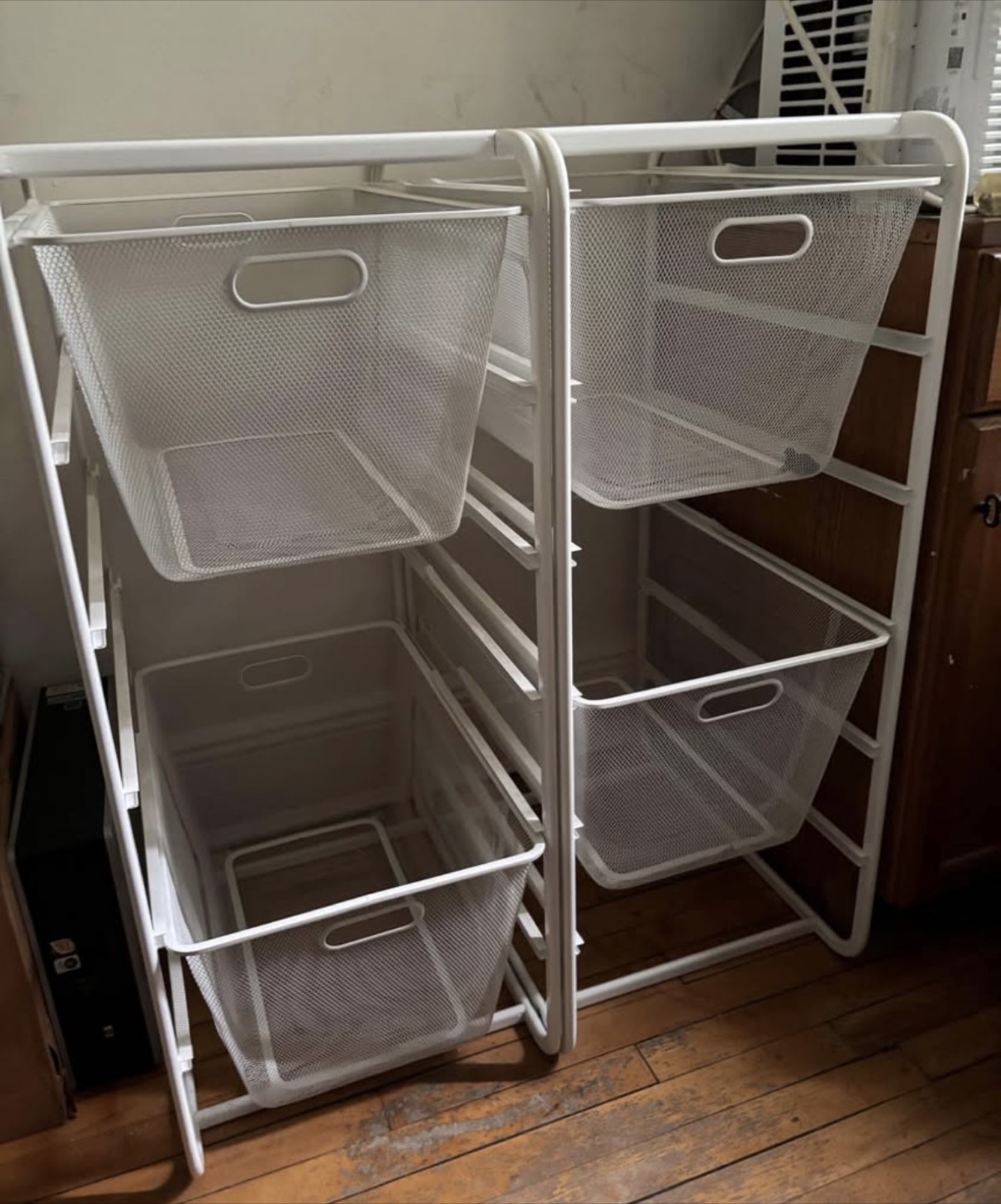 White Metal Storage Organizer with Wire Baskets - photo 2