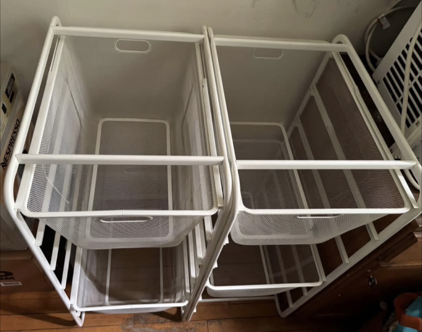White Metal Storage Organizer with Wire Baskets - photo 3