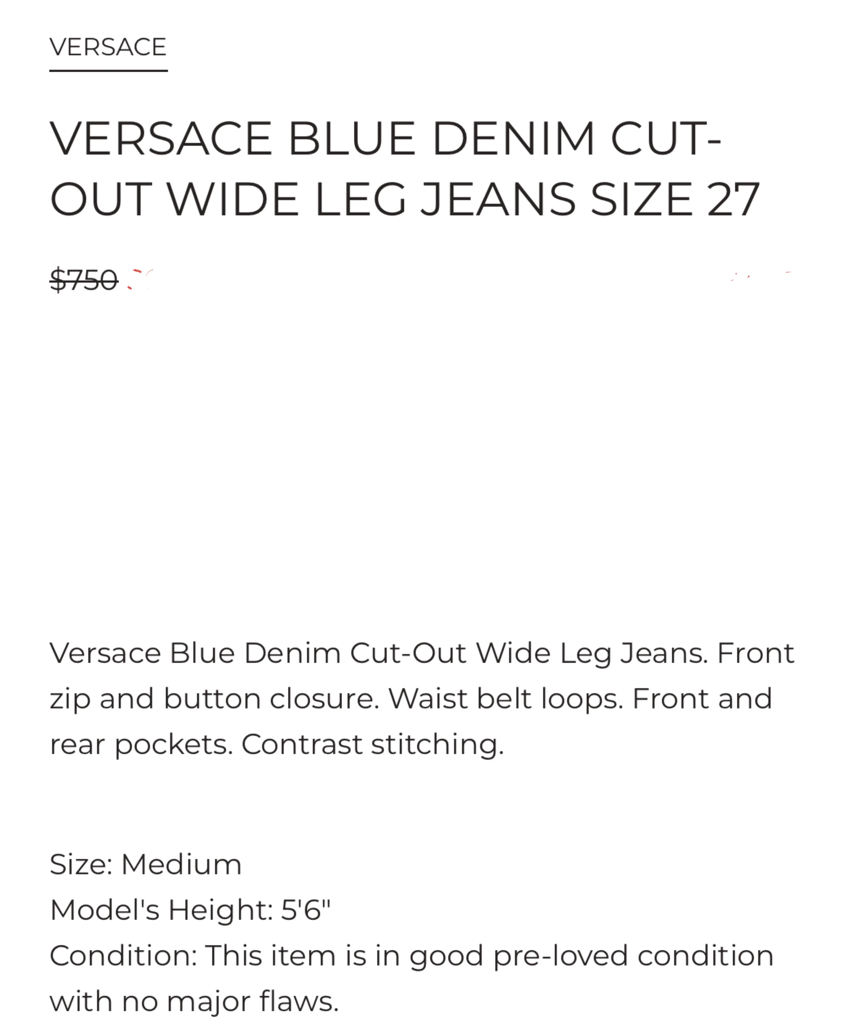 Authentic VERSACE Blue Denim Cut-Out Wide Leg Jeans Size 27 image indicator(5)