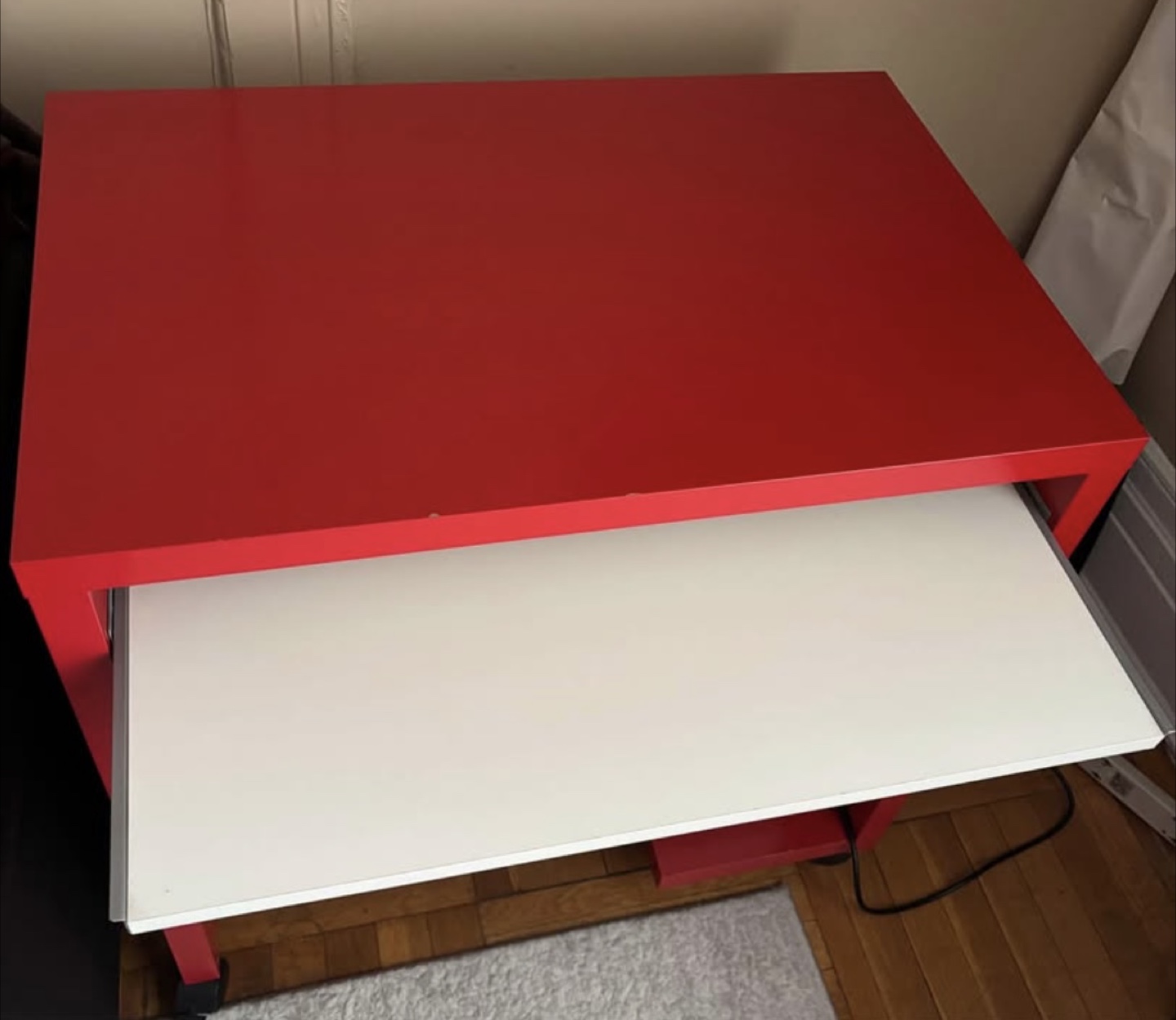 Red Computer Desk with Pull-Out Keyboard Tray