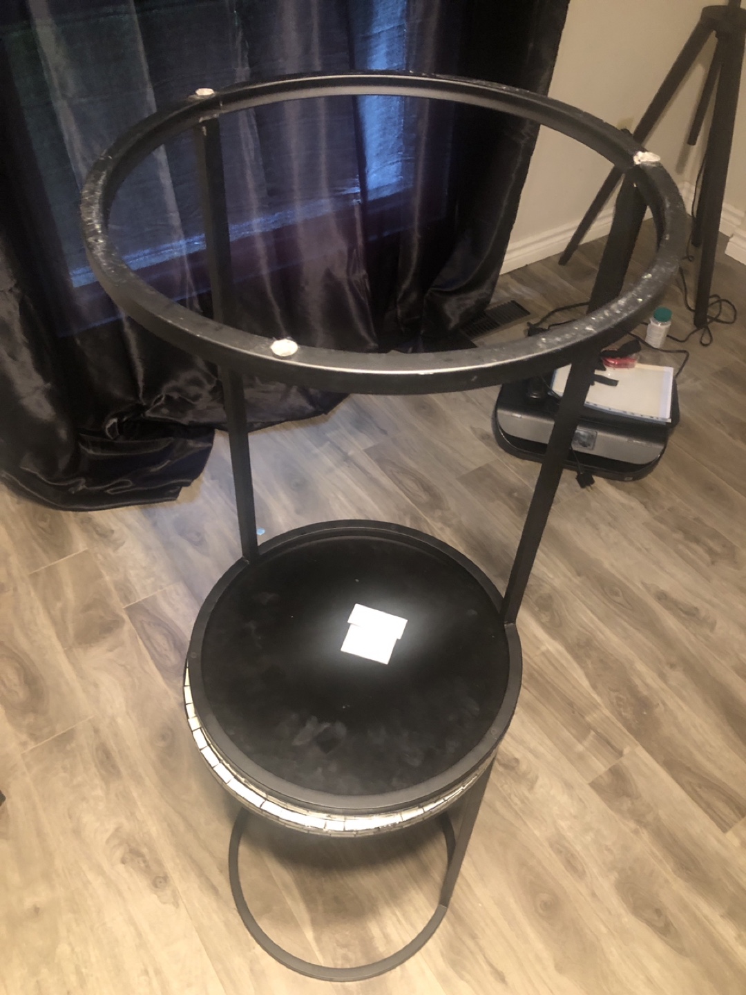 Two-Tiered Round Side Tables with Intricate Shell Design - photo 2