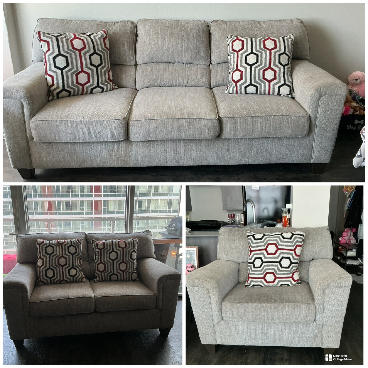 Gray Fabric Sofa Set