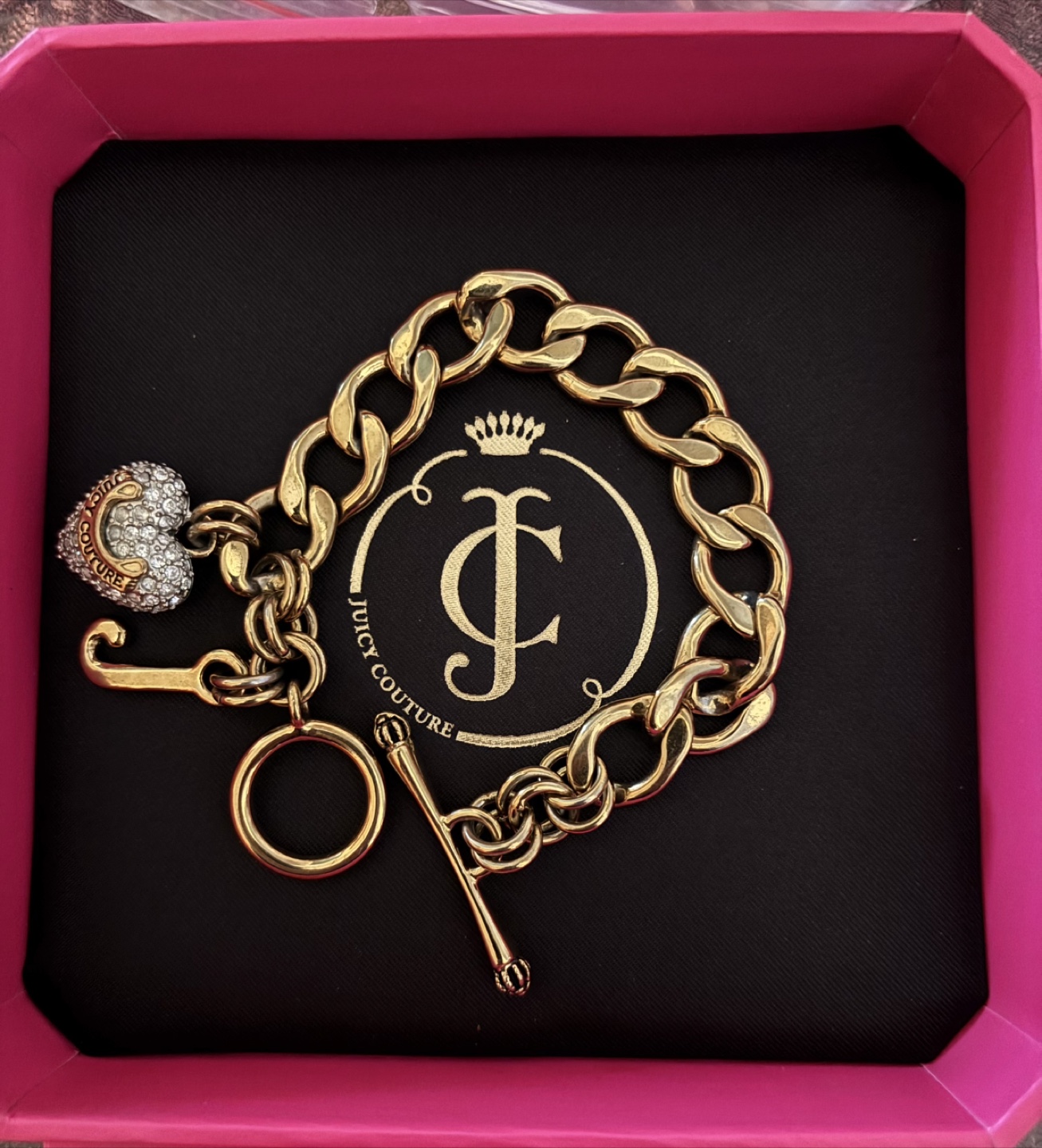 Juicy Couture Gold Heart Charm Bracelet