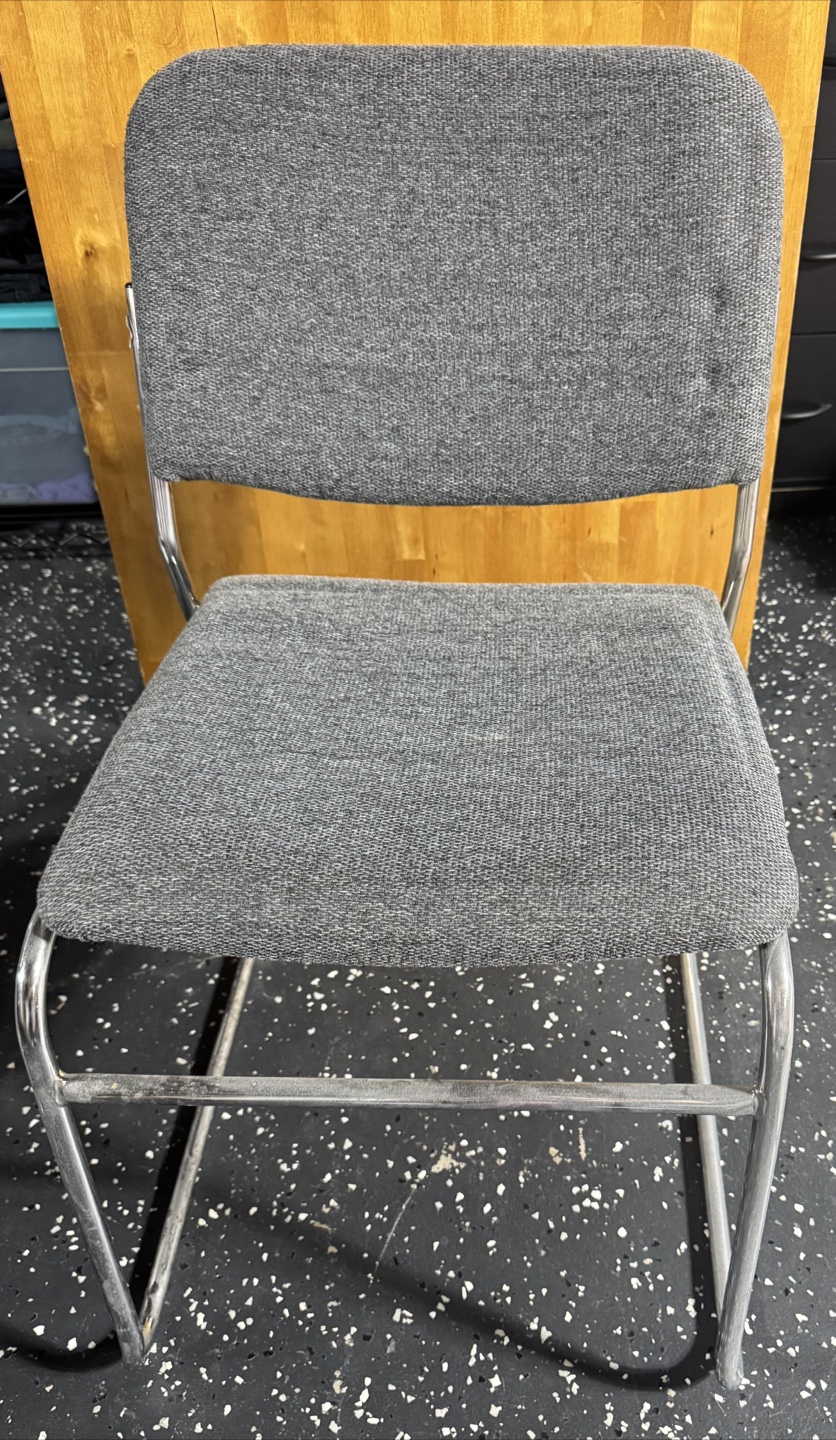 Set of Chrome and Gray Fabric Stacking Chairs - photo 2