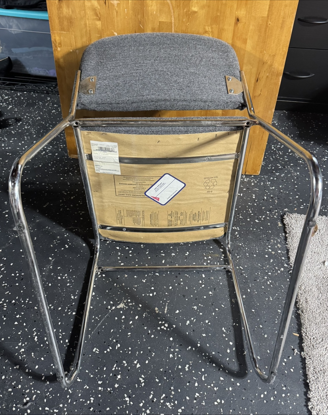 Set of Chrome and Gray Fabric Stacking Chairs - photo 5