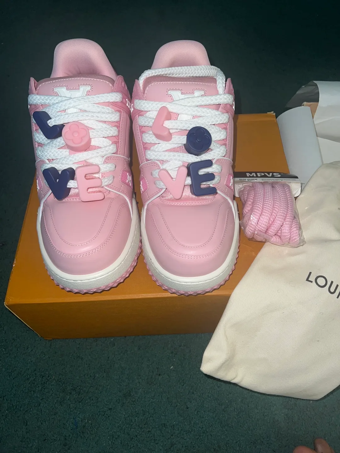 Louis Vuitton Pink Leather Sneakers thumbnail
