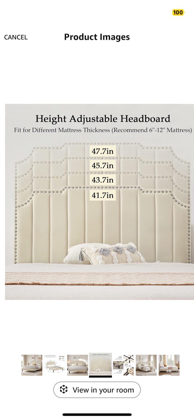 Queen Size Upholstered Bed Frame with Adjustable Headboard - photo 2