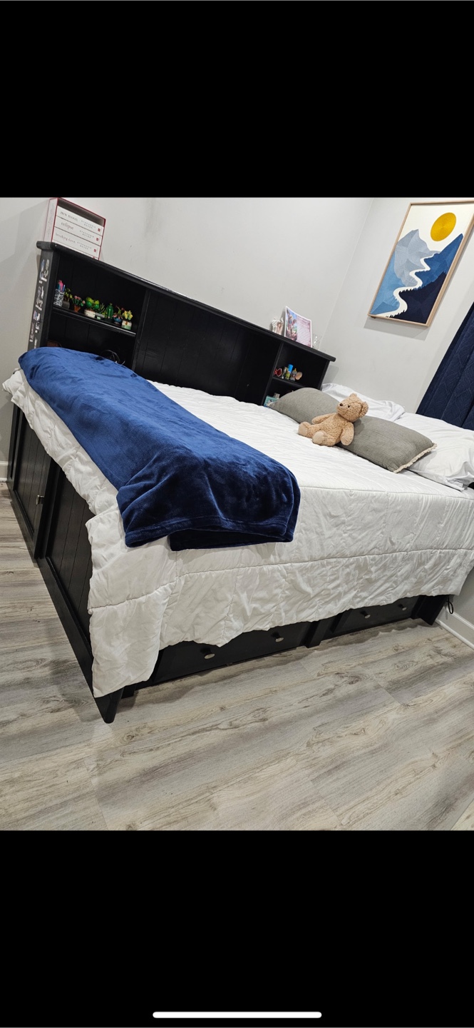 Black Full-Size Storage Bed with Headboard