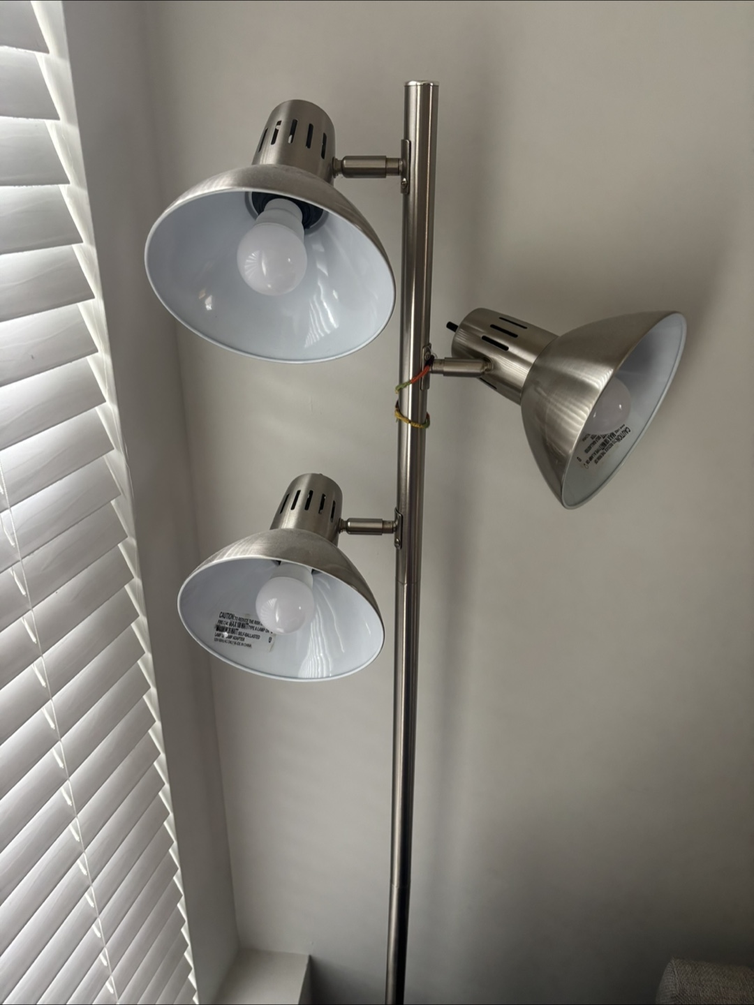 Industrial Three-Light Floor Lamp, Brushed Nickel Finish - photo 2